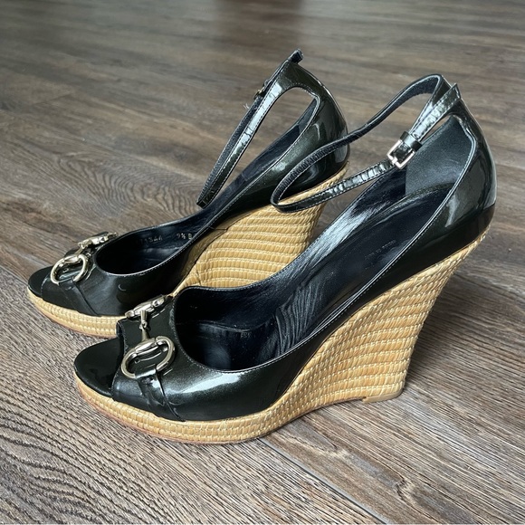 Gucci Shoes Gucci Horsebit Patent Leather Espadrille Wedges Poshmark